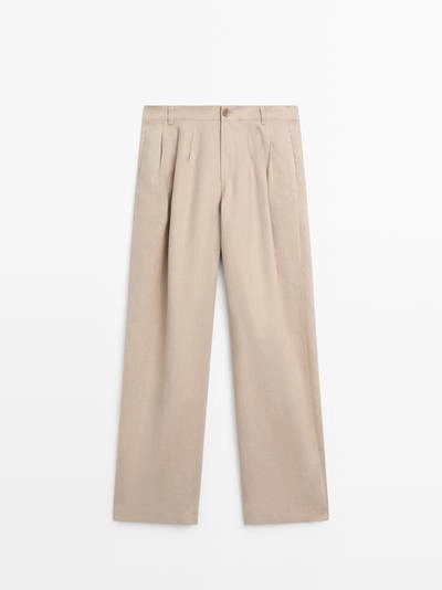 Широкие льняные брюки со складками - studio