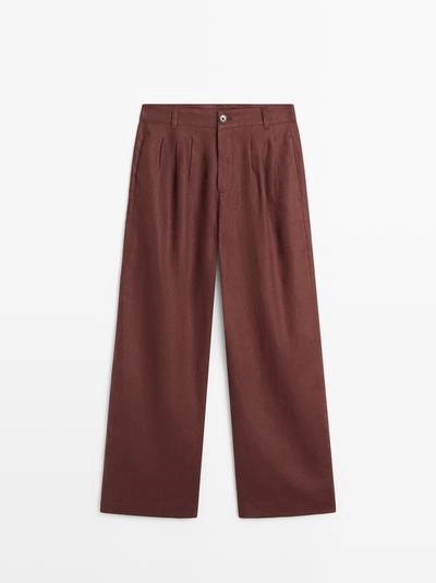 Massimo Dutti Широкие льняные брюки со складками - STUDIO