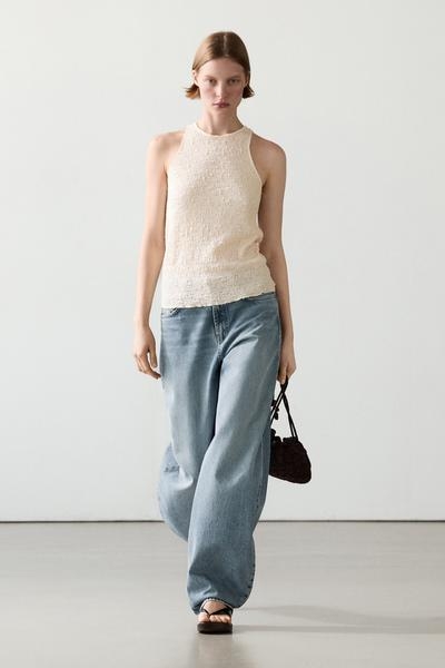 Massimo Dutti Текстурированный топ с запахом