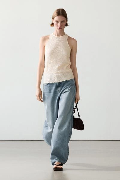 Текстурированный топ с запахом- Заказать в России