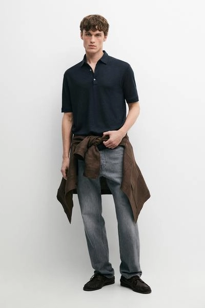 Поло из 100% льна с коротким рукавом