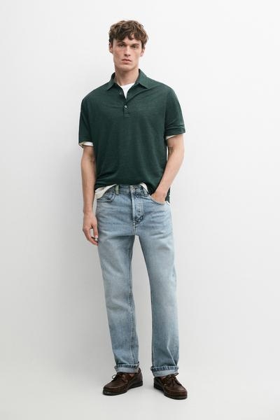 Massimo Dutti Поло из 100% льна с короткими рукавами