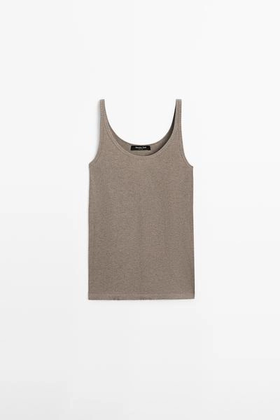 Топ на бретелях из ребристого шелкового микса- Заказать в России