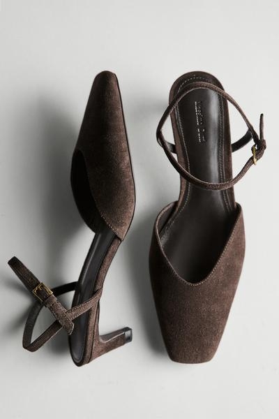 Massimo Dutti Туфли на каблуке из разделанной кожи