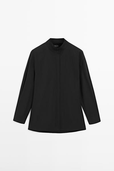 Massimo Dutti Рубашка с высоким воротником и деталями ленты