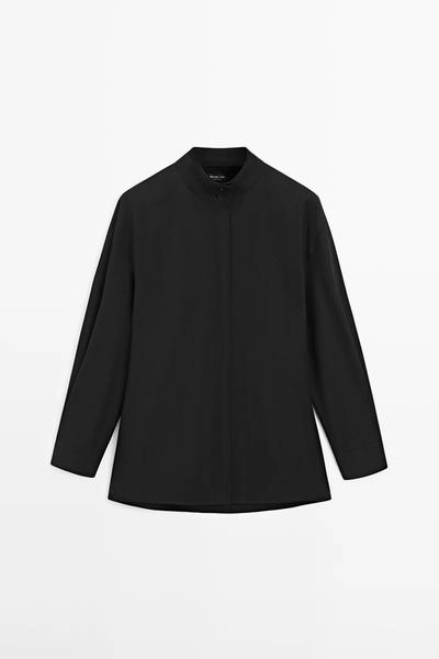 Massimo Dutti Рубашка с высоким воротником и деталями ленты