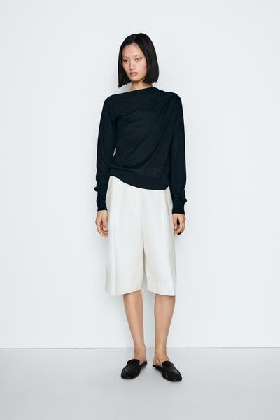 Massimo Dutti Вязанный свитер из шелковой смеси с шарфом - STUDIO