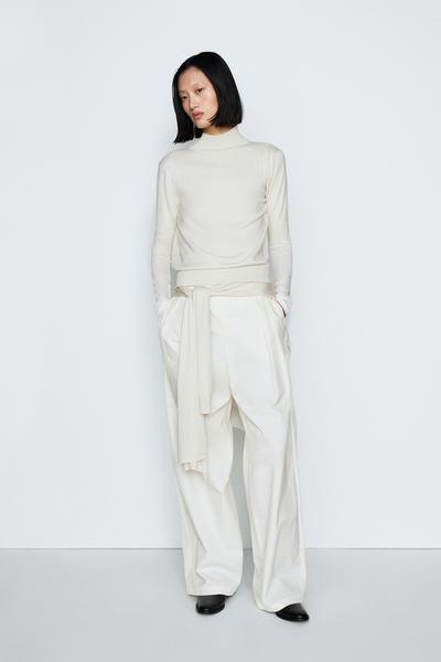 Massimo Dutti Джемпер из вязаного шелкового микса с шарфом - STUDIO