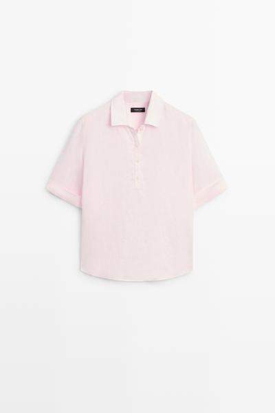 Massimo Dutti Блузка из льна с воротником-поло