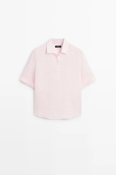 Massimo Dutti Блузка из льна с воротником-поло