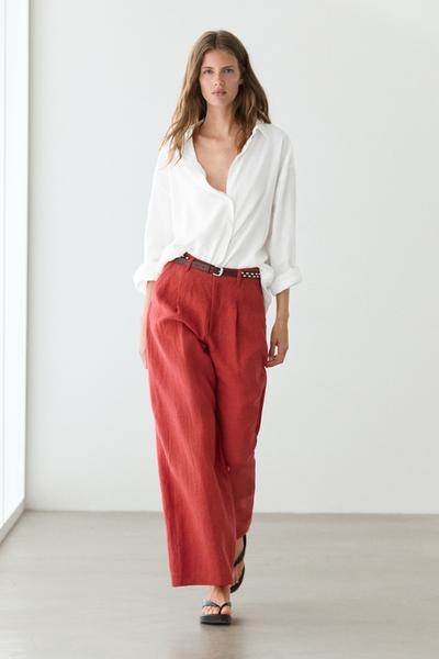 Massimo Dutti Брюки из льна свободного кроя купить с доставкой.