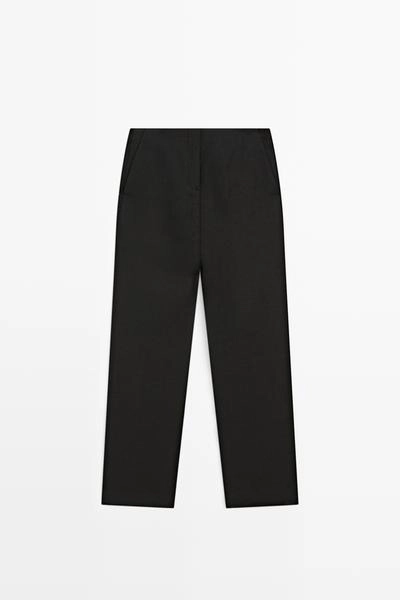 Прямые льняные брюки со свободным кроем