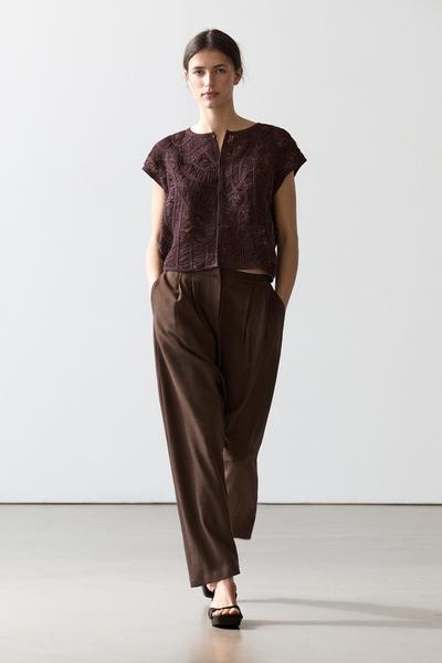 Massimo Dutti Жилет вязаный крючком купить с доставкой.