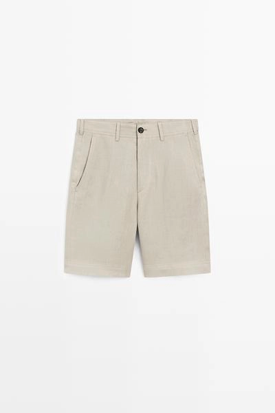Шорты-бермуды из 100% льна- Заказать в России