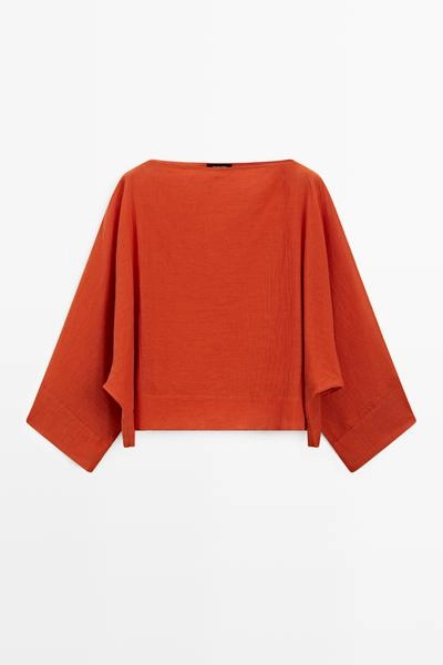 Рубашка из мягкого 100% хлопка с объемными рукавами- Заказать в России