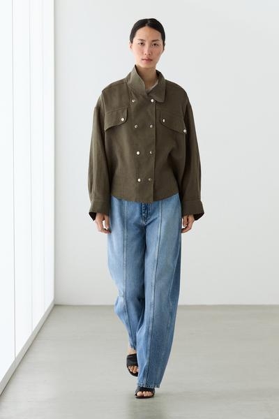 Massimo Dutti Рубашка из 100% льна с деталями на кнопках