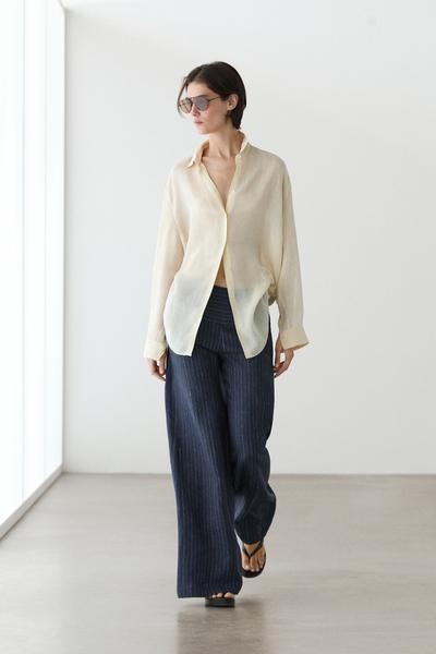 Massimo Dutti Брюки из льна с зауженными штанинами и полосатыми деталями