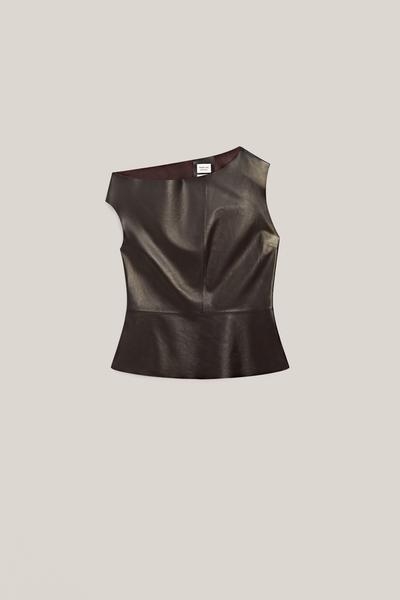 Massimo Dutti Топ из натуральной кожи с асимметричным вырезом - лимитированная коллекция