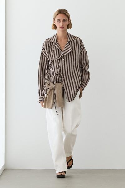 Massimo Dutti Рубашка в полоску с завязкой купить с доставкой.