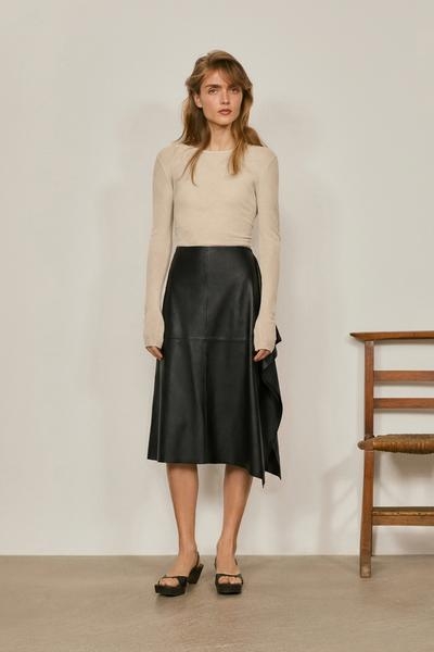 Massimo Dutti Юбка-миди из натуральной кожи NAPPA - лимитированное издание купить с доставкой.