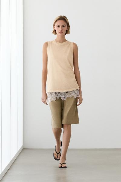 Massimo Dutti Топ без рукавов с кружевными деталями купить с доставкой.