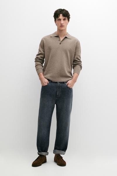 Massimo Dutti Свитер-поло из хлопкового трикотажа с пуговицами
