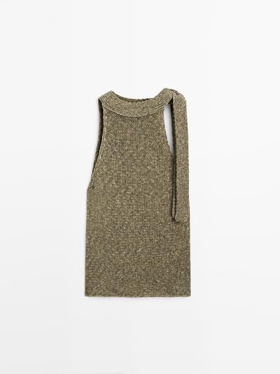 Massimo Dutti Хлопковый топ с завязкой на шее