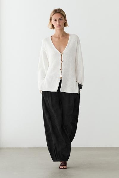 Massimo Dutti Длинный вязаный кардиган с V-образным вырезом