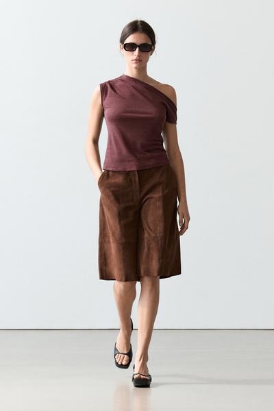 Massimo Dutti Асимметричный топ из льняной смеси с драпировкой