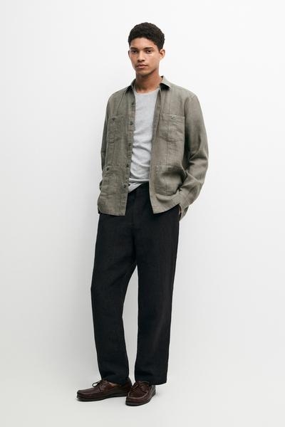 Massimo Dutti Рубашка REGULAR FIT из 100% льна с карманами