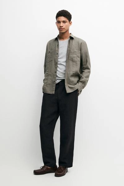 Рубашка regular fit из 100% льна с карманами