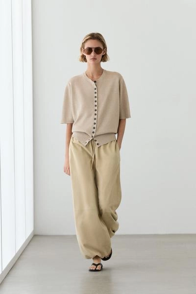 Кардиган из льняной смеси с коротким рукавом- Заказать в России