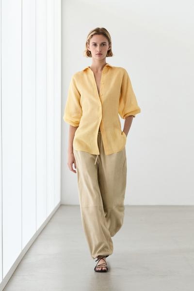 Massimo Dutti Рубашка из 100% рами с плиссированной отделкой