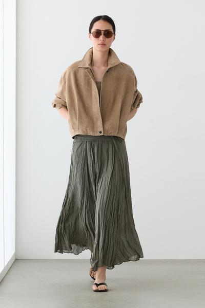 Massimo Dutti Миди-юбка из льняной смеси с деталями в складку