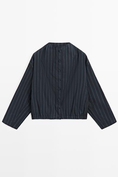 Massimo Dutti Куртка-бомбер с высоким воротником в полоску