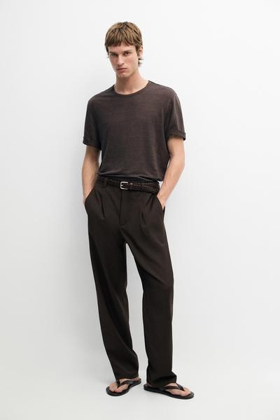 Massimo Dutti Футболка с коротким рукавом из 100% льна