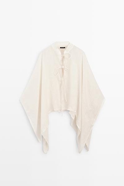 Massimo Dutti Пальто-пелерина с воротником-стойкой из 100% льна купить с доставкой.