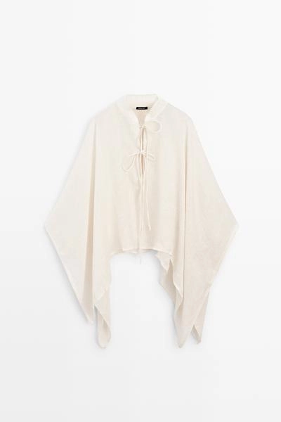 Пальто-пелерина с воротником-стойкой из 100% льна- Заказать в России