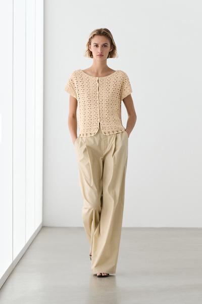 Massimo Dutti Кардиган с короткими рукавами из вязаного кружева