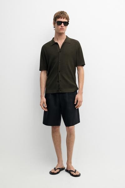 Massimo Dutti Льняные бермуды с защипами купить с доставкой.