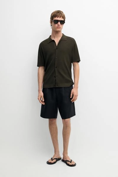 Льняные бермуды с защипами- Заказать в России