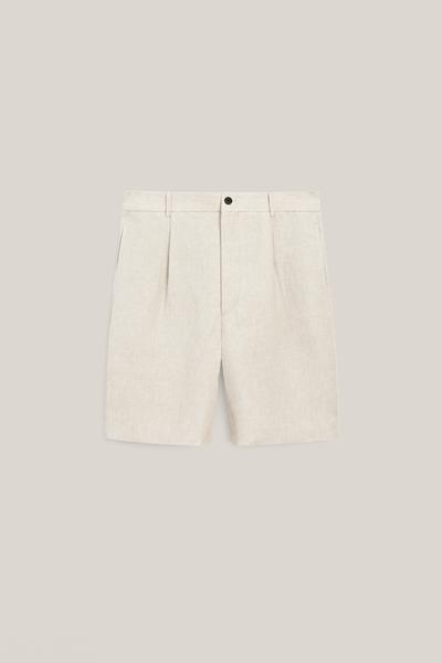 Massimo Dutti Бермуды из льна с защипами - лимитированная коллекция купить с доставкой.