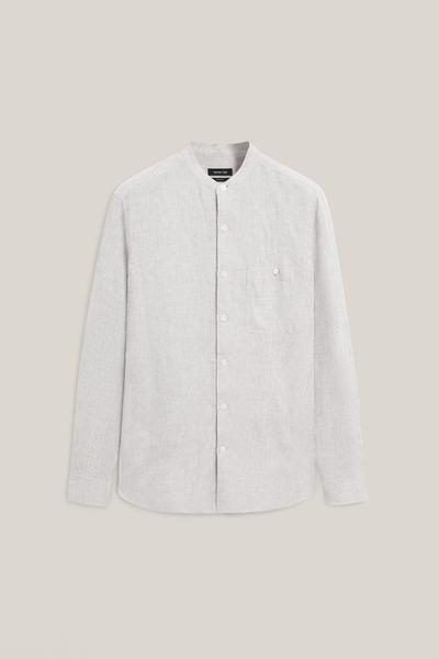 Massimo Dutti Рубашка с воротником-стойкой из 100% льна - лимитированная коллекция