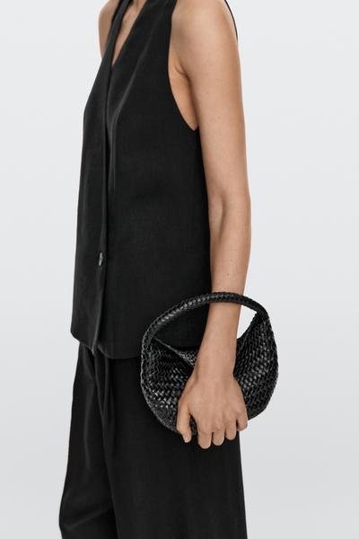 Massimo Dutti Мини-сумка из плетеной кожи нубука