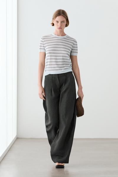 Massimo Dutti Свитер с коротким рукавом с полосатыми деталями