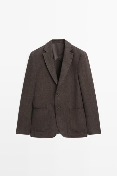 Massimo Dutti Пиджак из меланжевого льна 100% купить с доставкой.