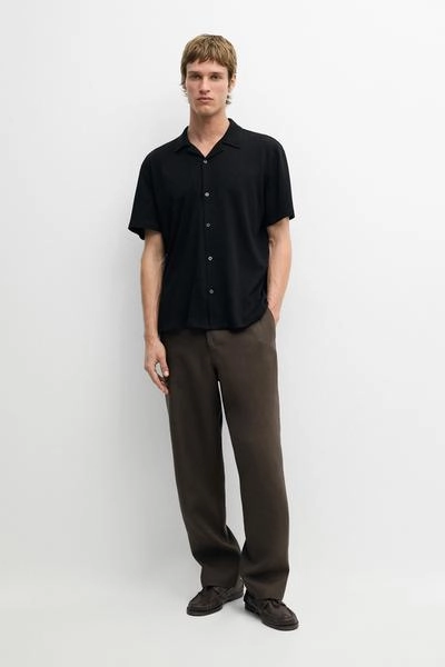 Рубашка с короткими рукавами из льна и хлопка- Заказать в России