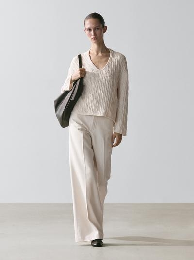 Massimo Dutti Свитер из хлопково-вискозной смеси с деталями узлов