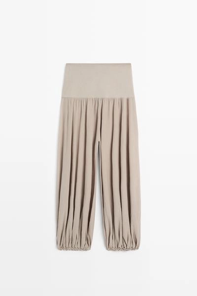 Брюки саруэль с широким поясом- Заказать в России