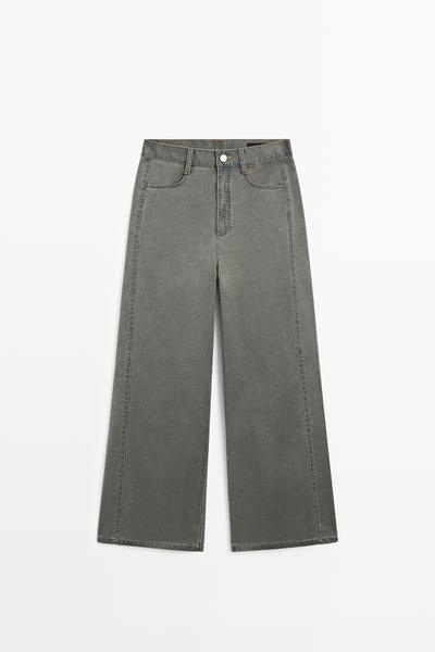 Massimo Dutti Джинсы с широкими штанинами из хлопка с деталями из денима